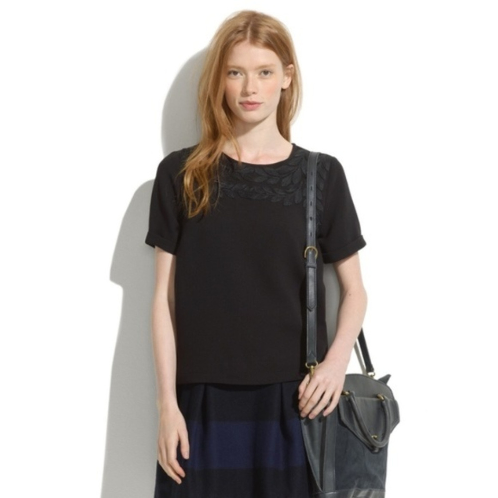 Madewell Black Top with Ivy Embroidery